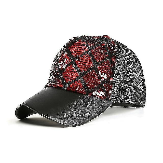 Foto 2 pulgar | Gorra De Béisbol Huoguo  Bicolor  Entramado De Diamantes  Lentejuelas Y Lentejuelas - Venta Internacional.