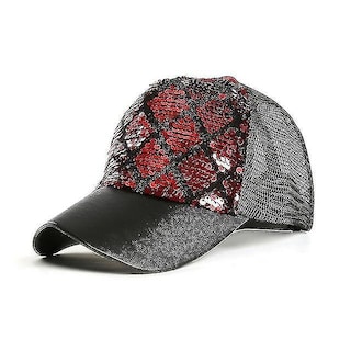 Foto 1 | Gorra De Béisbol Huoguo Bicolor Entramado De Diamantes Lentejuelas Y Lentejuelas - Venta Internacional.