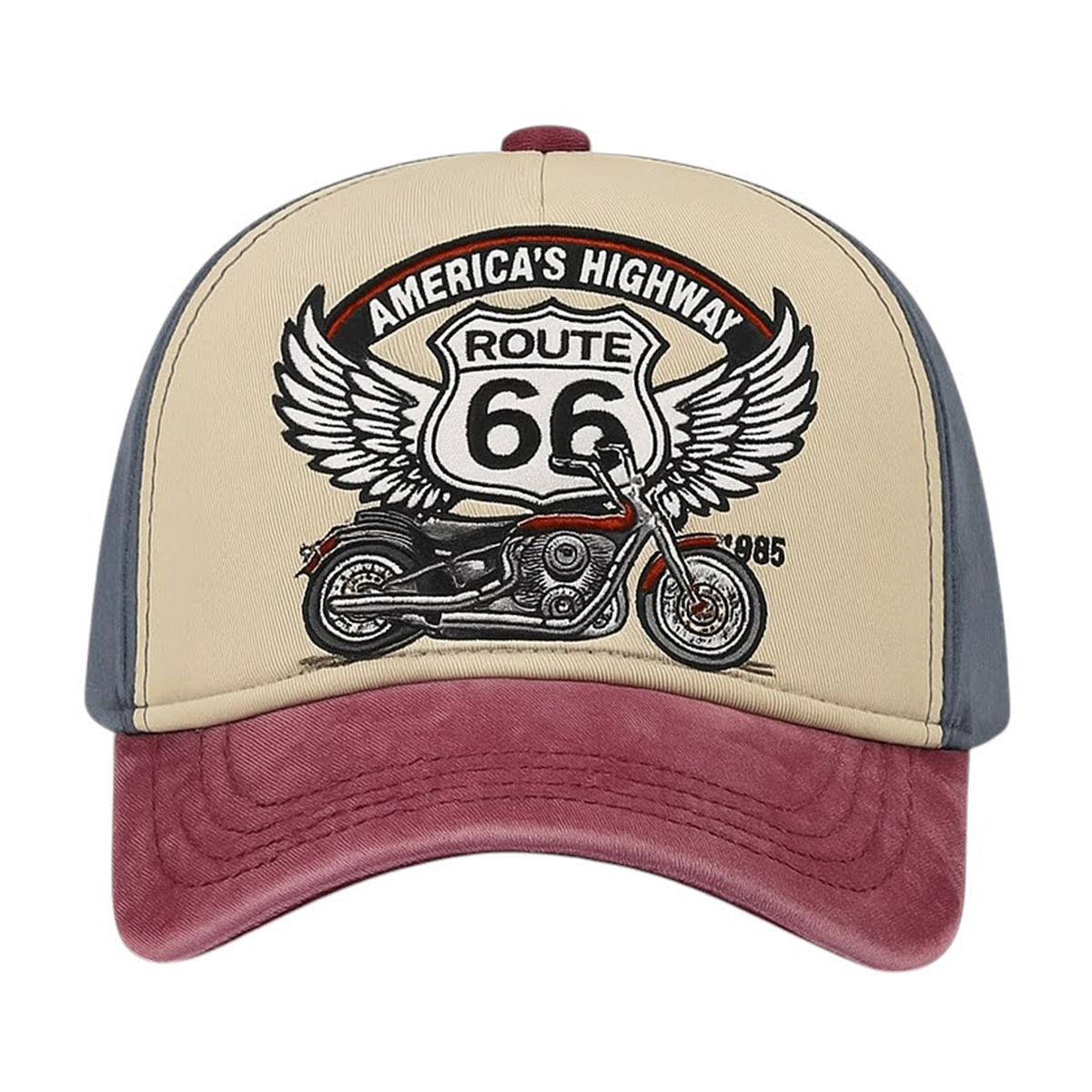 Foto 3 pulgar | Gorra Motociclista Route 66 Estilo Vintage Lavada Knite