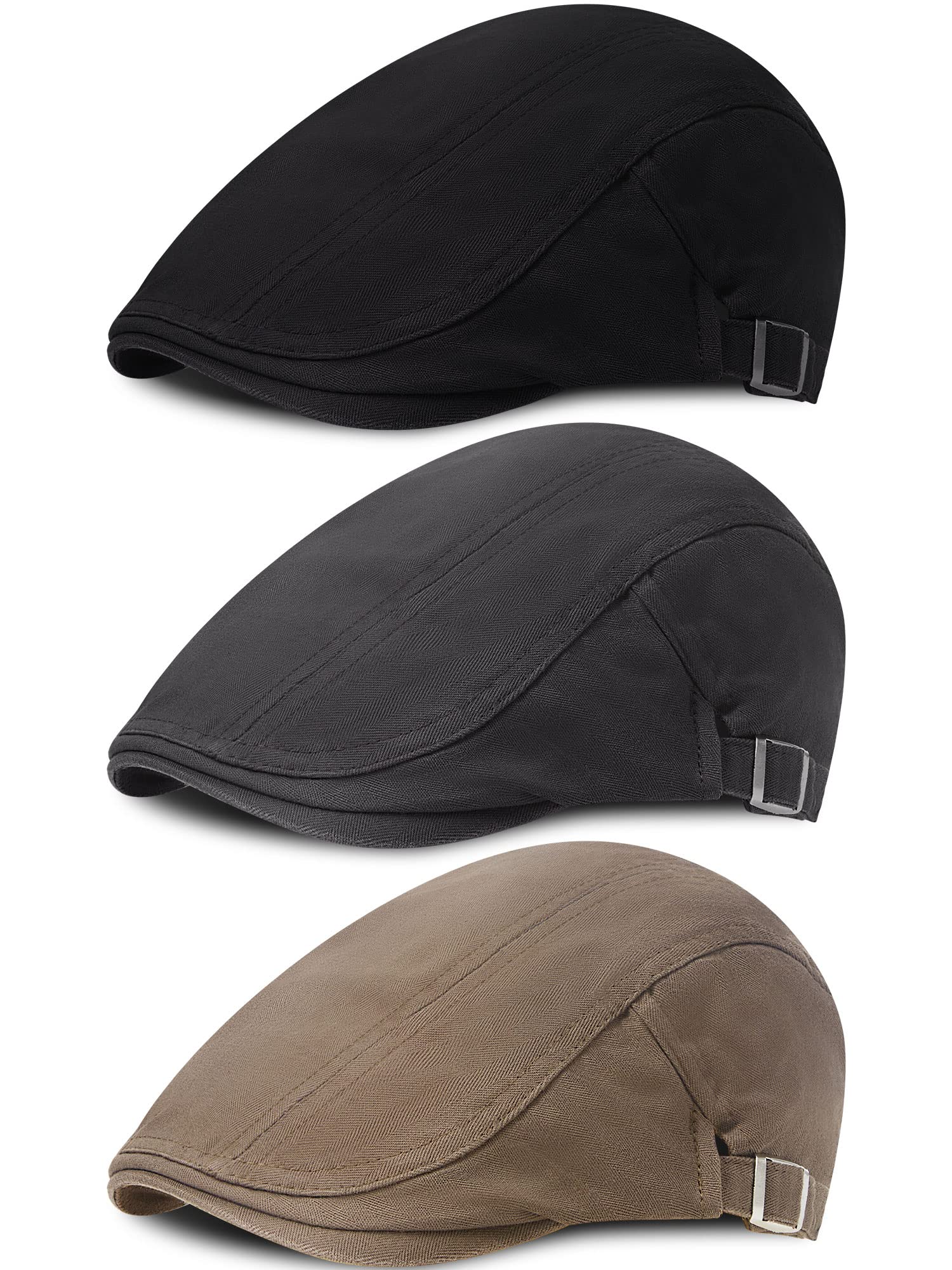 Foto 2 pulgar | Gorra Plana Satinior Newsboy Para Hombre  3 Piezas (negra  Gris  Café) - Venta Internacional.