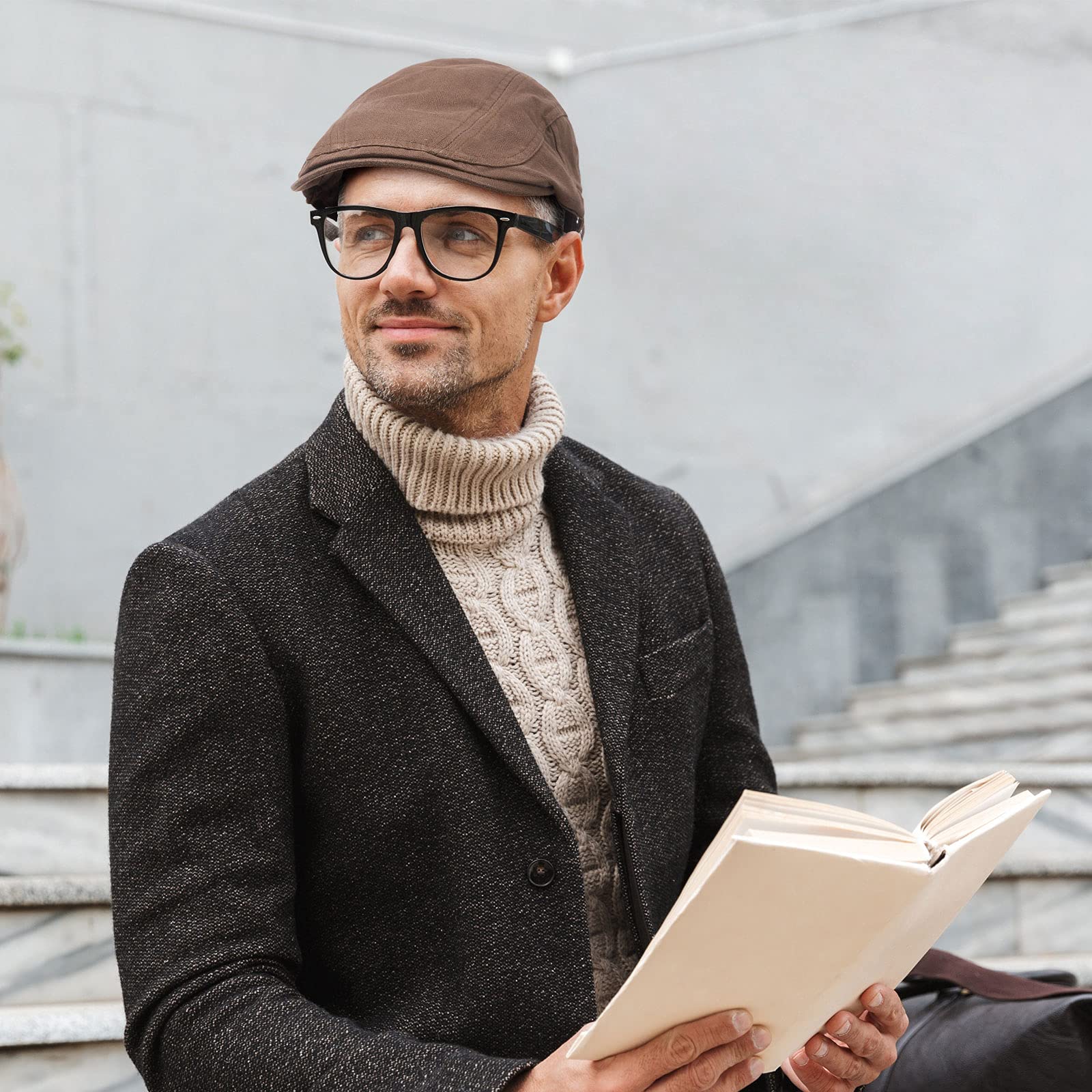 Foto 5 | Gorra Plana Satinior Newsboy Para Hombre  3 Piezas (negra  Gris  Café) - Venta Internacional.