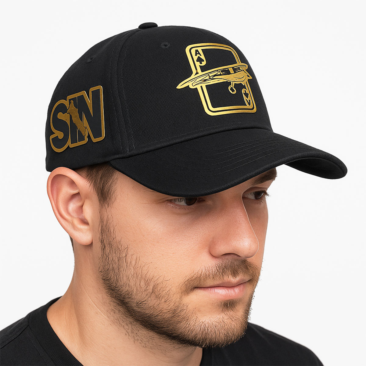 Foto 6 pulgar | Gorra Knite Tierra Dorada Negra Gabardina Visera Hombre