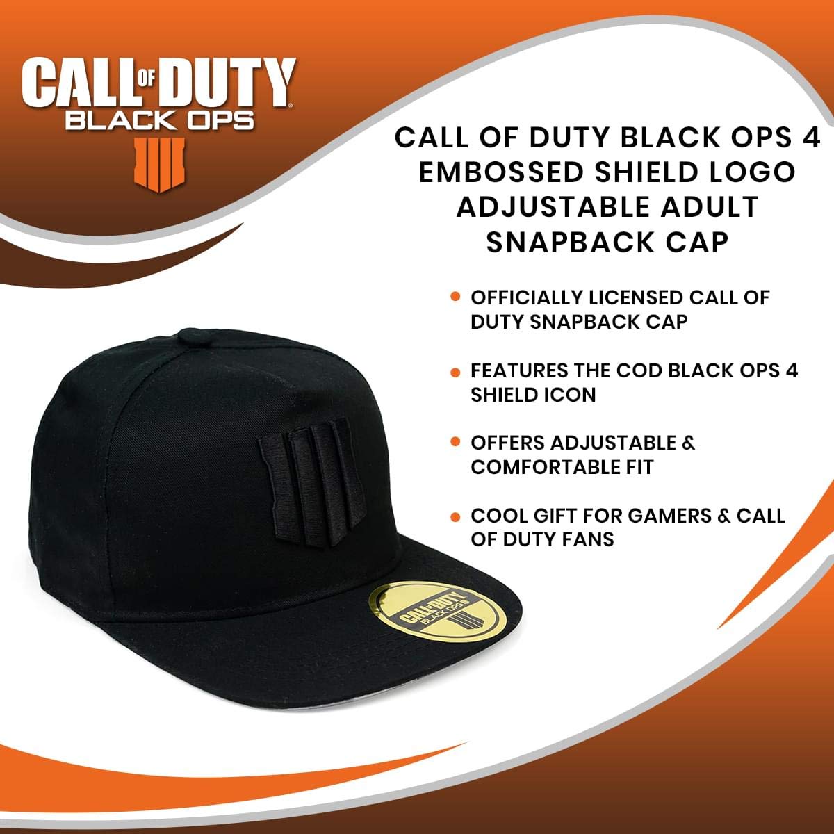 Foto 7 | Gorra Snapback Con El Logotipo De Call Of Duty Black Ops 4 En Relieve - Venta Internacional.