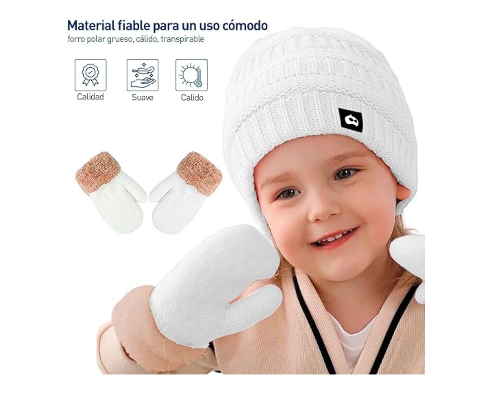 Foto 5 pulgar | Juego de Gorro / Bufanda / Guantes Invernales Bluelander Blancos para Niños