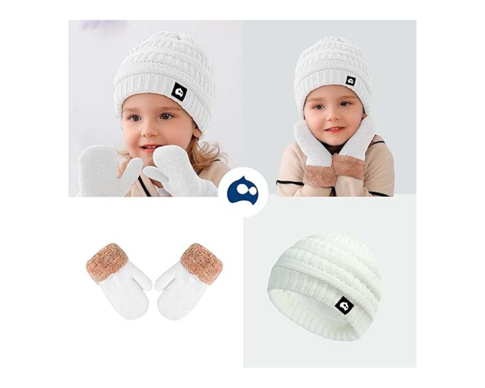 Foto 6 pulgar | Juego de Gorro / Bufanda / Guantes Invernales Bluelander Blancos para Niños