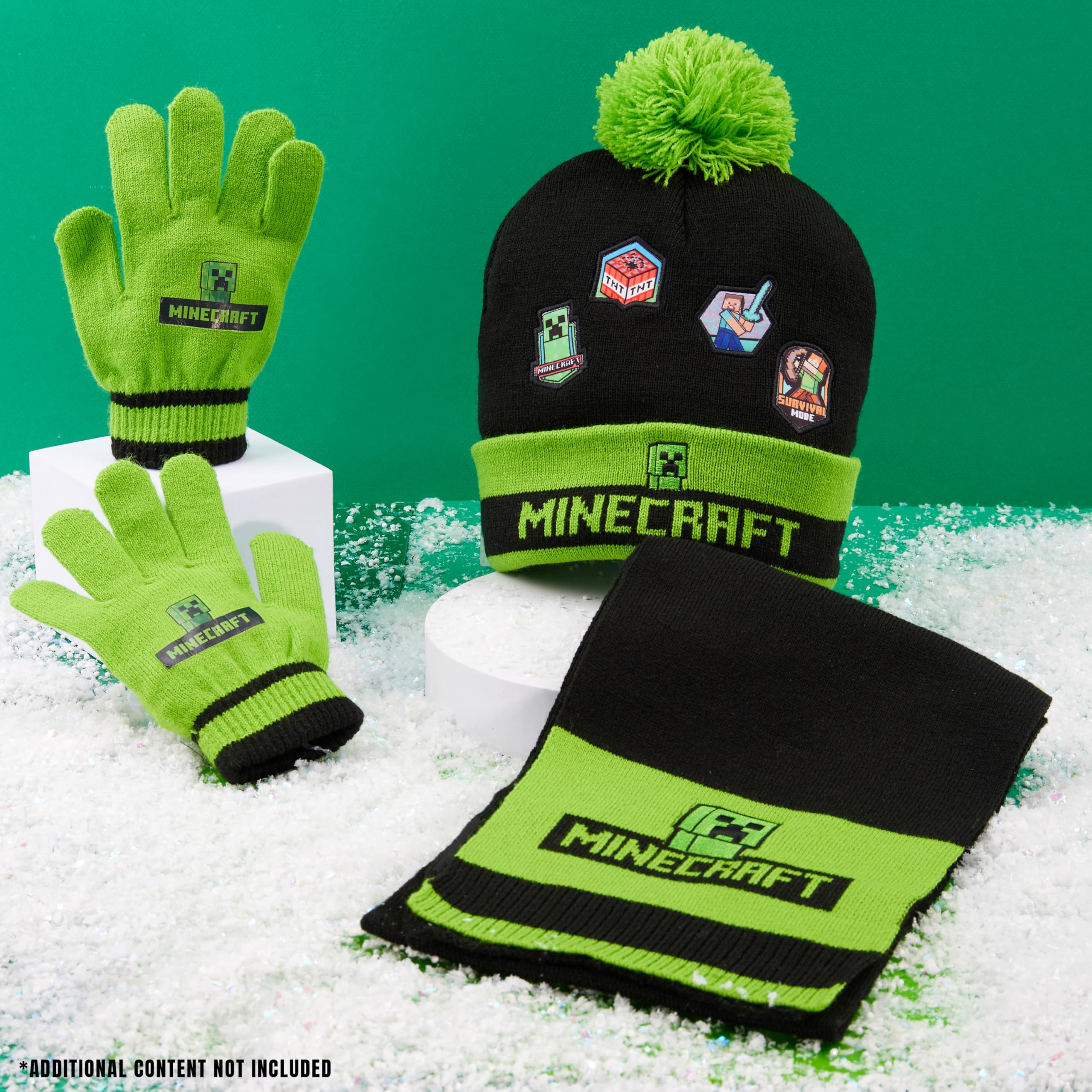 Foto 3 pulgar | Set De Accesorios De Invierno Para Niños De Minecraft: Gorro, Guantes, Bufanda - Venta Internacional.
