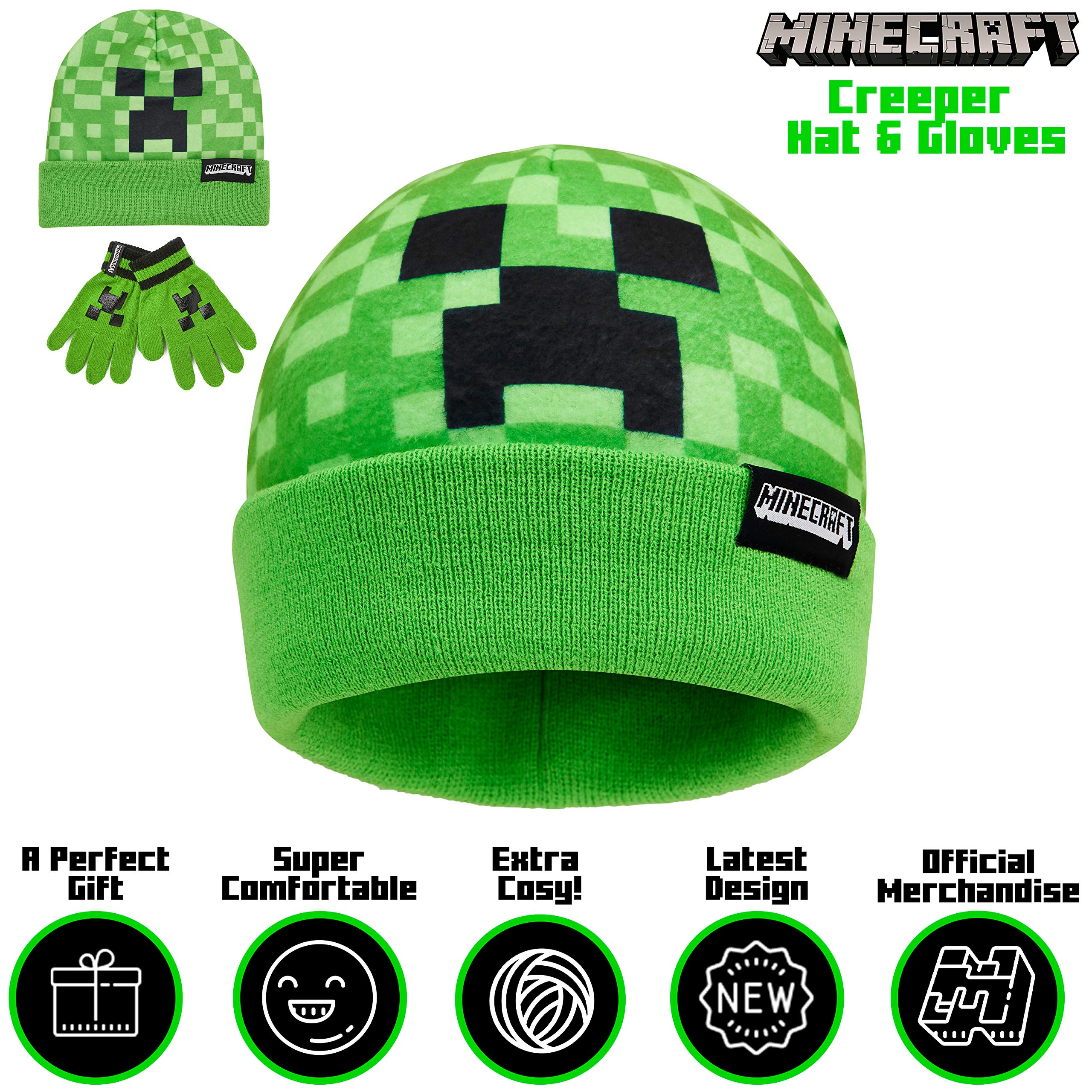 Foto 3 pulgar | Set De Invierno Con Gorro Y Guante Minecraft Para Niños Y Adolescentes - Venta Internacional.