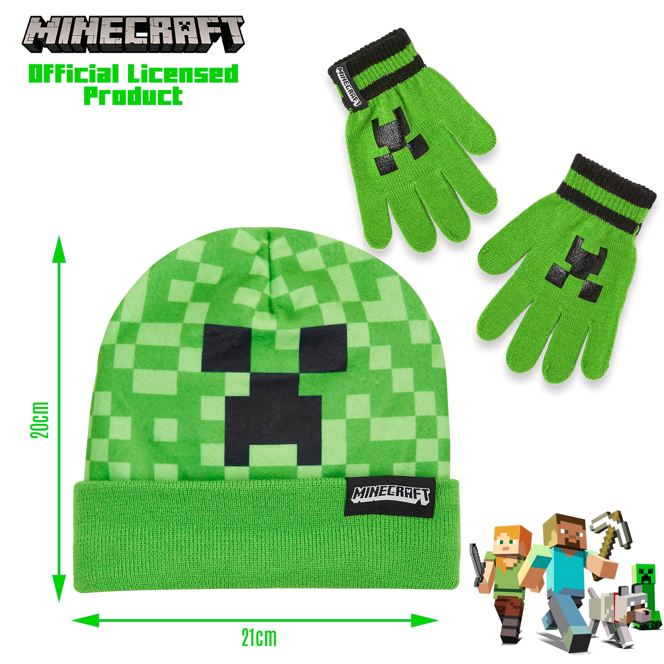 Foto 7 pulgar | Set De Invierno Con Gorro Y Guante Minecraft Para Niños Y Adolescentes - Venta Internacional.