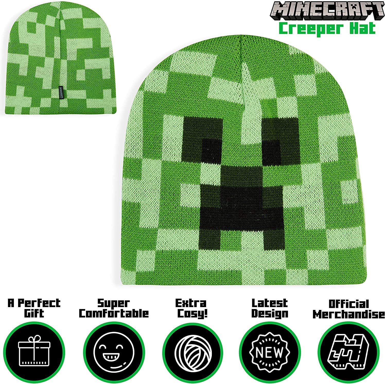 Foto 3 pulgar | Set De Invierno Minecraft, Gorro Y Guante Para Niños, Color Verde - Venta Internacional.