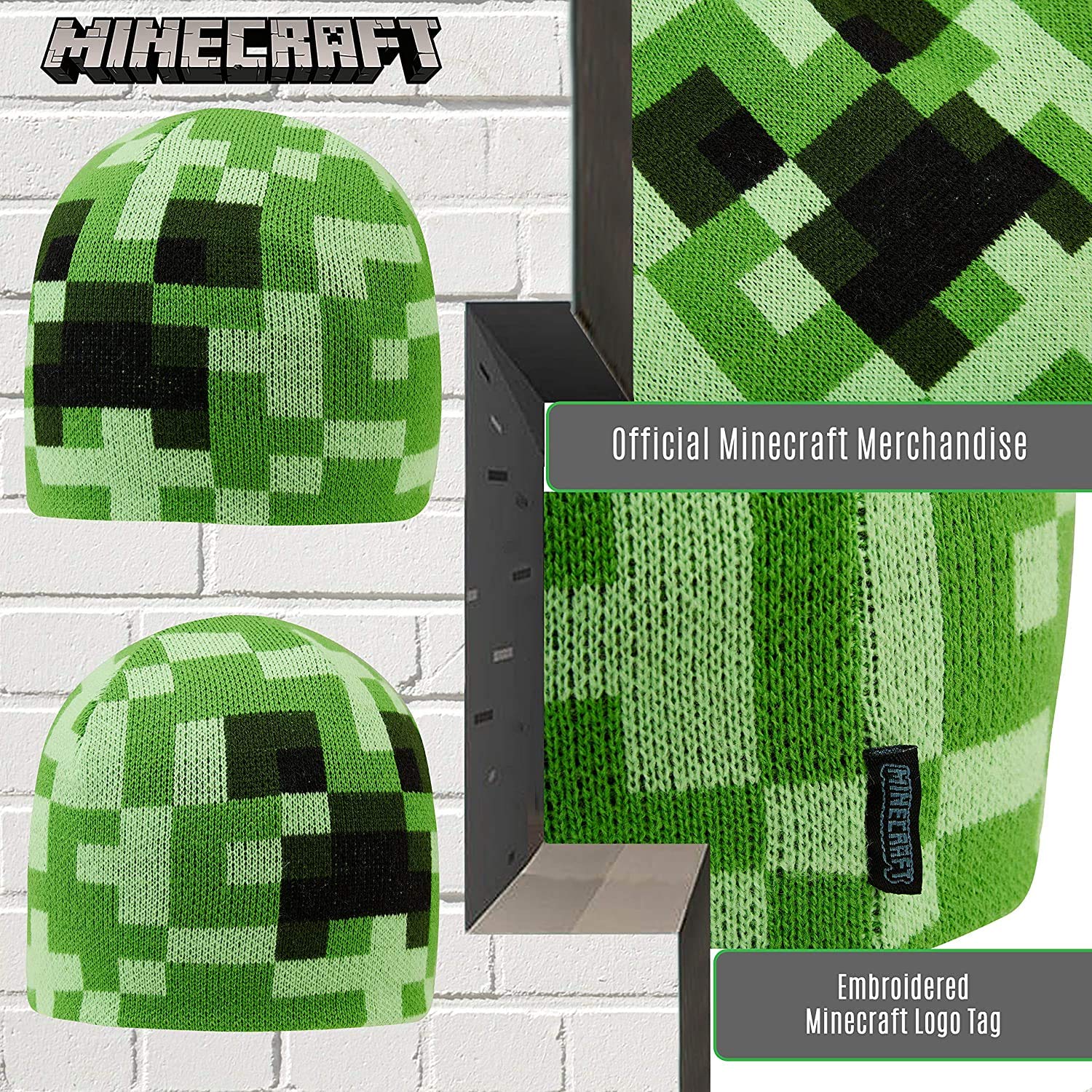 Foto 4 pulgar | Set De Invierno Minecraft, Gorro Y Guante Para Niños, Color Verde - Venta Internacional.