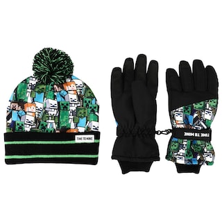 Foto 1 | Set De Gorro Y Guantes De Esquí Para Niños Con Brazaletes De Lana De Minecraft - Venta Internacional.