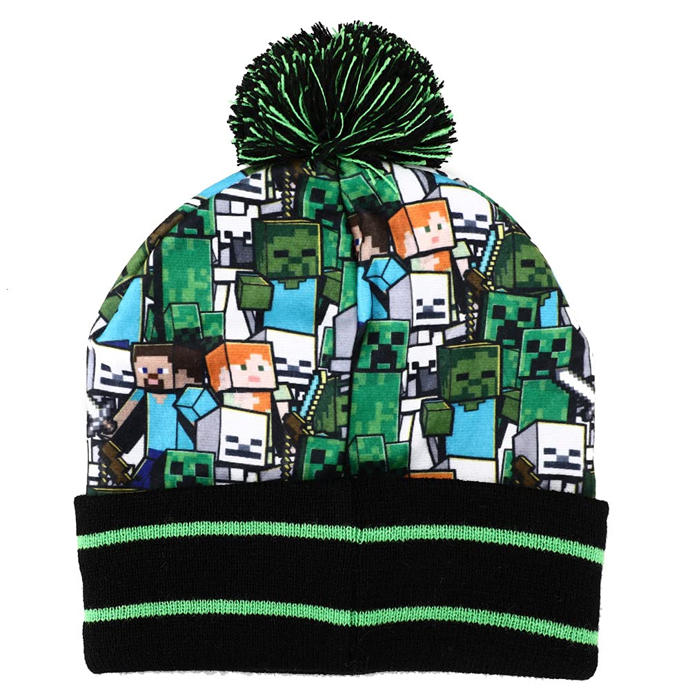 Foto 3 pulgar | Set De Gorro Y Guantes De Esquí Para Niños Con Brazaletes De Lana De Minecraft - Venta Internacional.