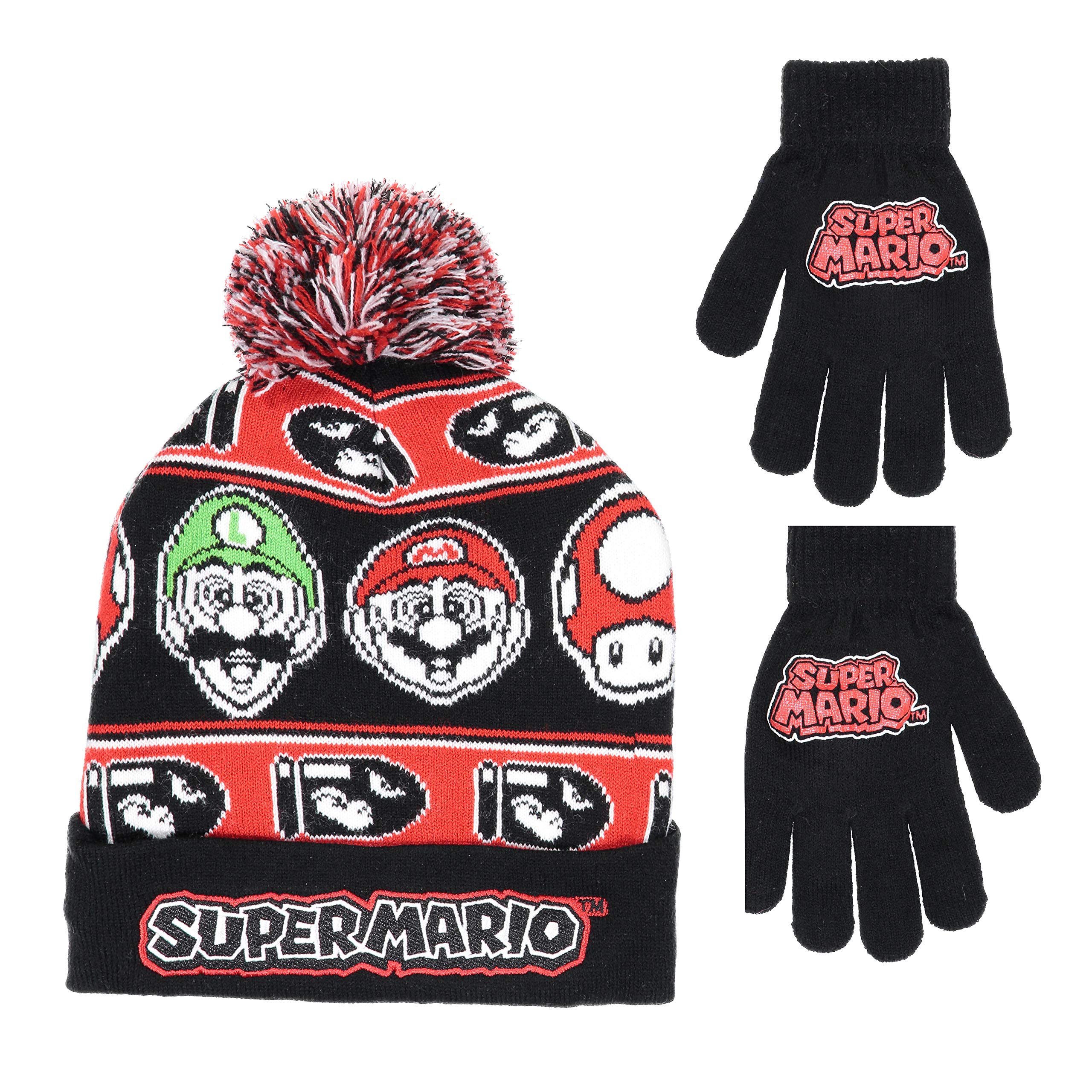 Foto 1 | Set De Gorro Y Guantes De Invierno Nintendo Super Mario Para Niños - Venta Internacional.