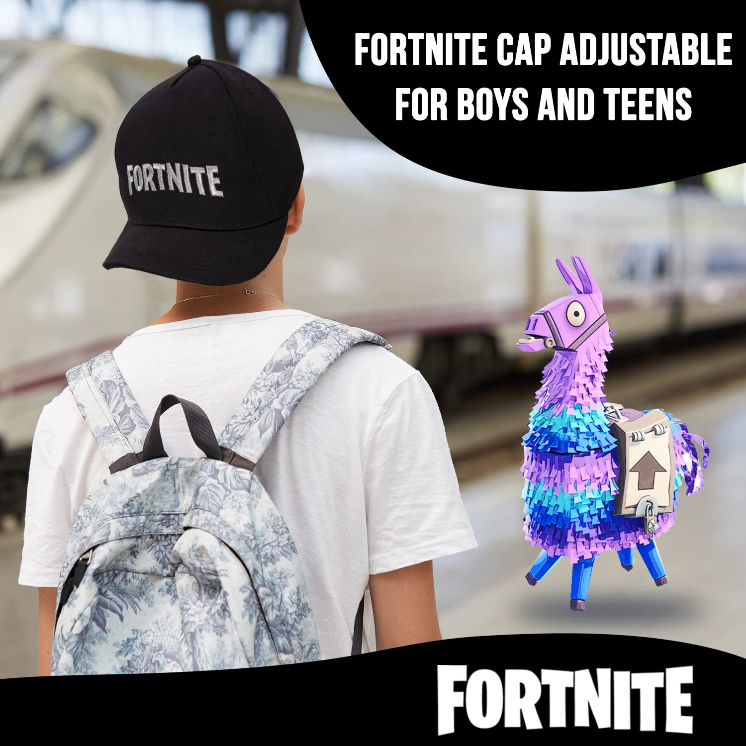 Foto 3 | Gorra De Béisbol Fortnite Para Niños Negra Y Plateada - Venta Internacional.