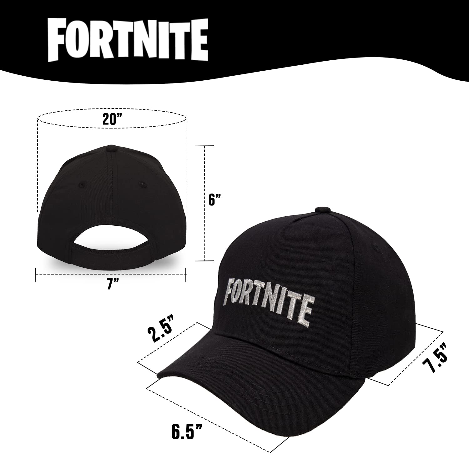 Foto 7 pulgar | Gorra De Béisbol Fortnite Para Niños Negra Y Plateada - Venta Internacional.