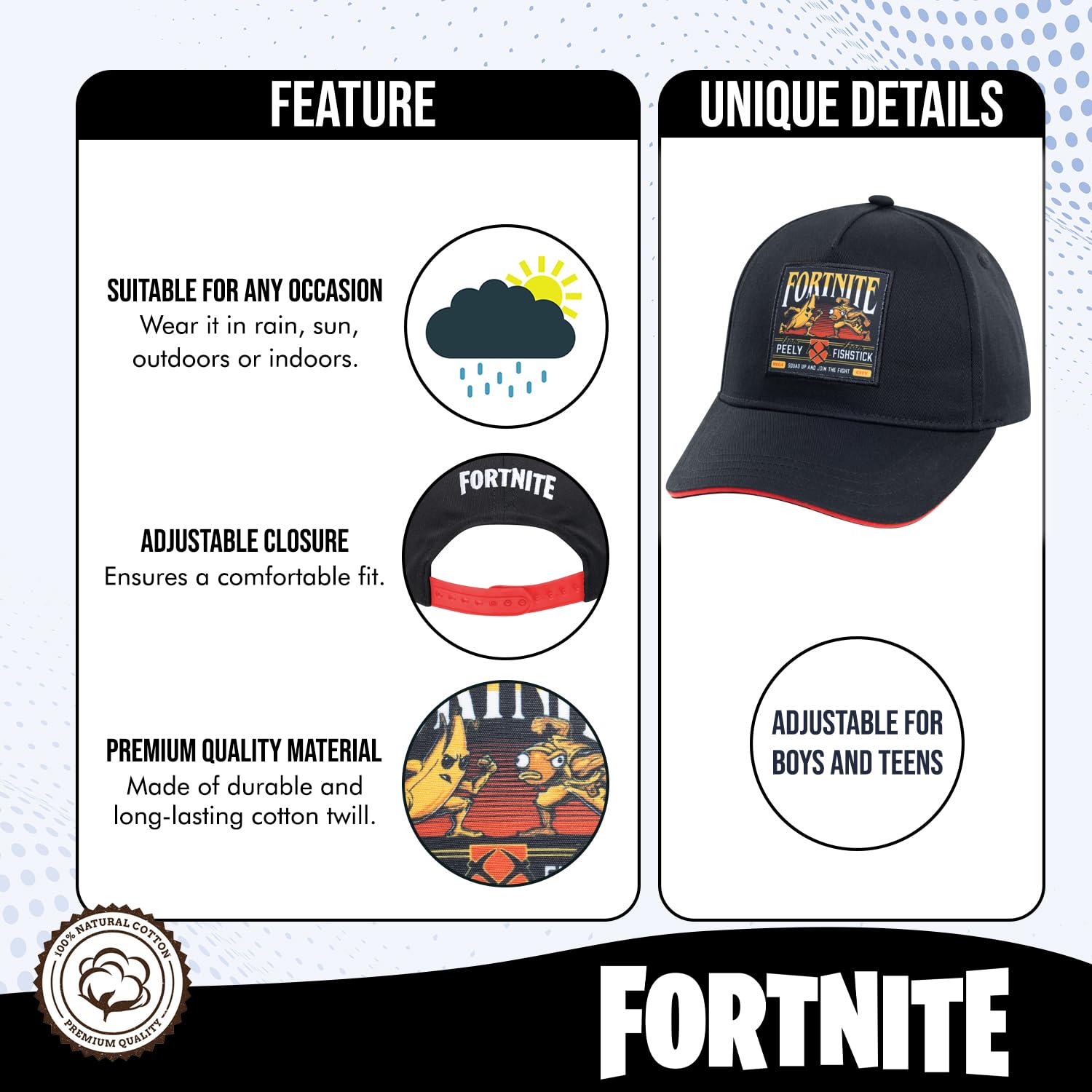 Foto 3 pulgar | Gorra De Béisbol Fortnite Para Niños Negro/roja - Venta Internacional.