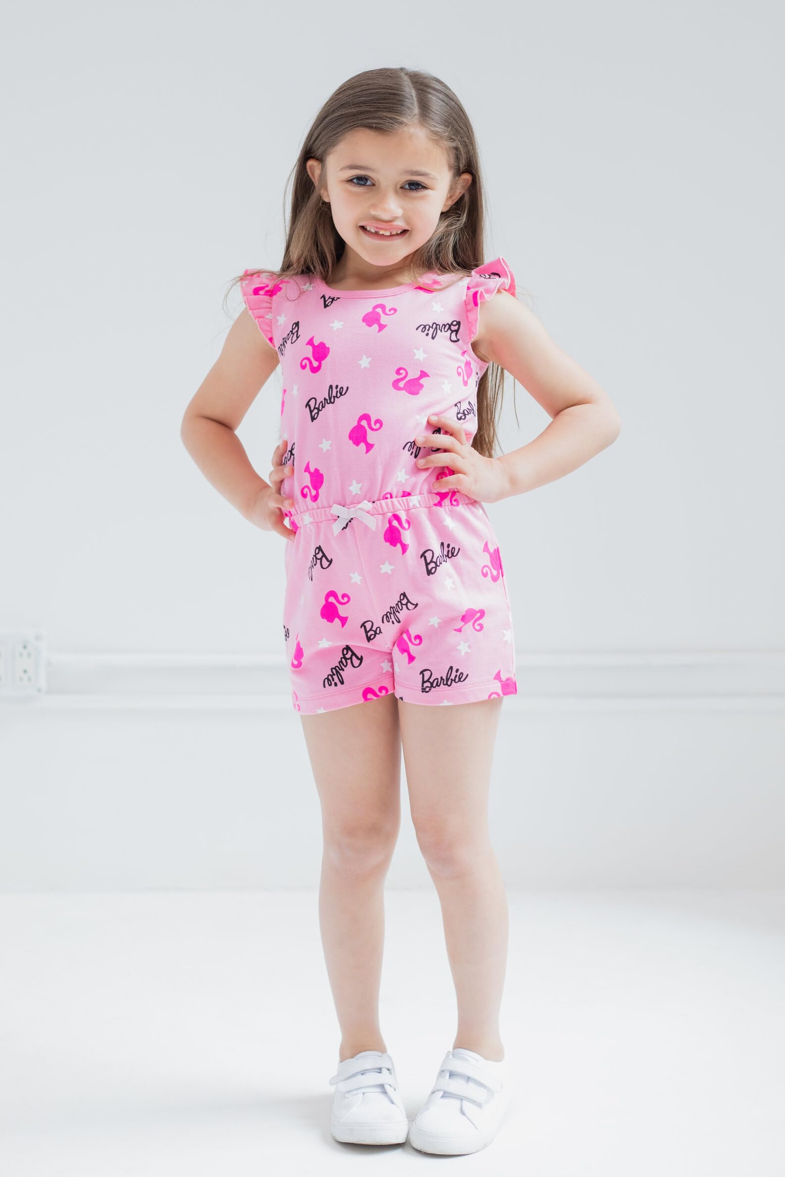 Foto 3 pulgar | Romper Barbie Big Girls French Terry Sin Mangas Rosa 10-12 - Venta Internacional.