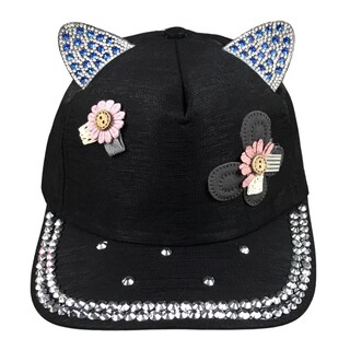 Foto 2 | Gorra Infantil De Niña Con Brillos Gatito Color Negro