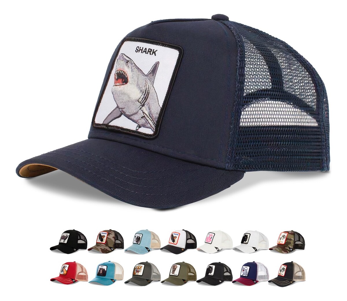 Gorra Sombrero Animales Trucker Hombres Unitalla Ajustable, Shark- Marino $653