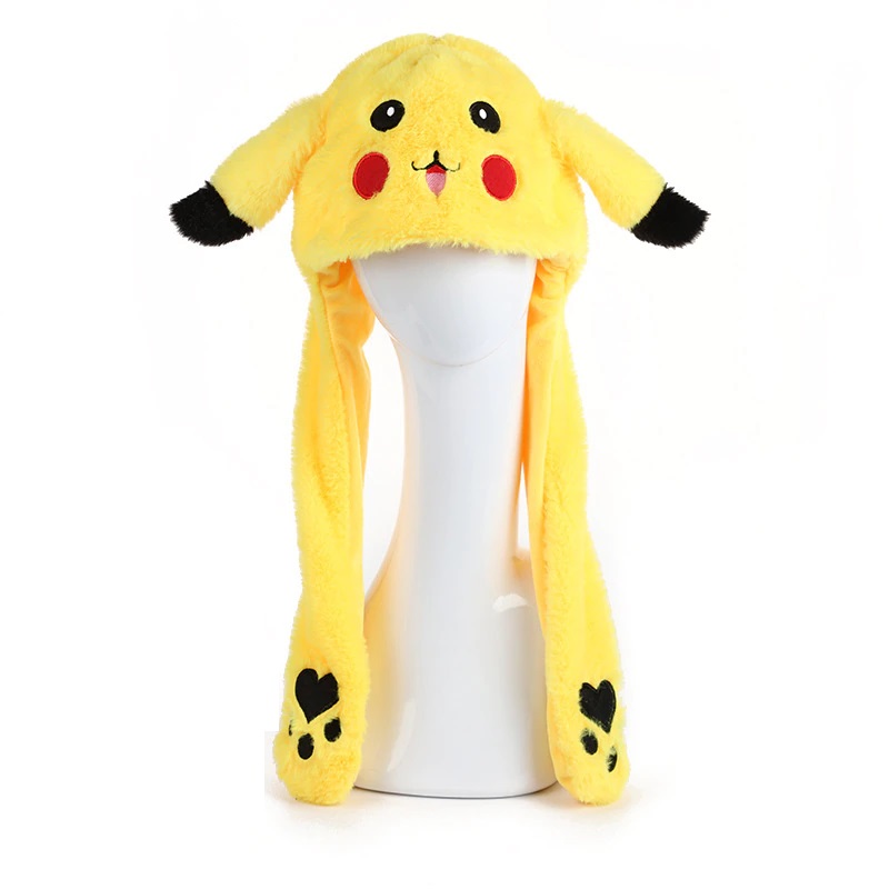 Foto 3 pulgar | Gorro De Conejo Bts Kpop Pikachu Pokémon Amarillo Con Orejas En Movimiento