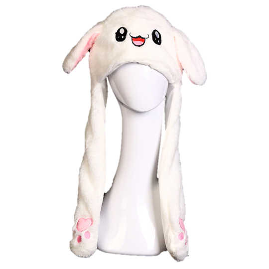 Gorro De Conejo Core BTS Kpop Blanco Con Orejas En Movimiento