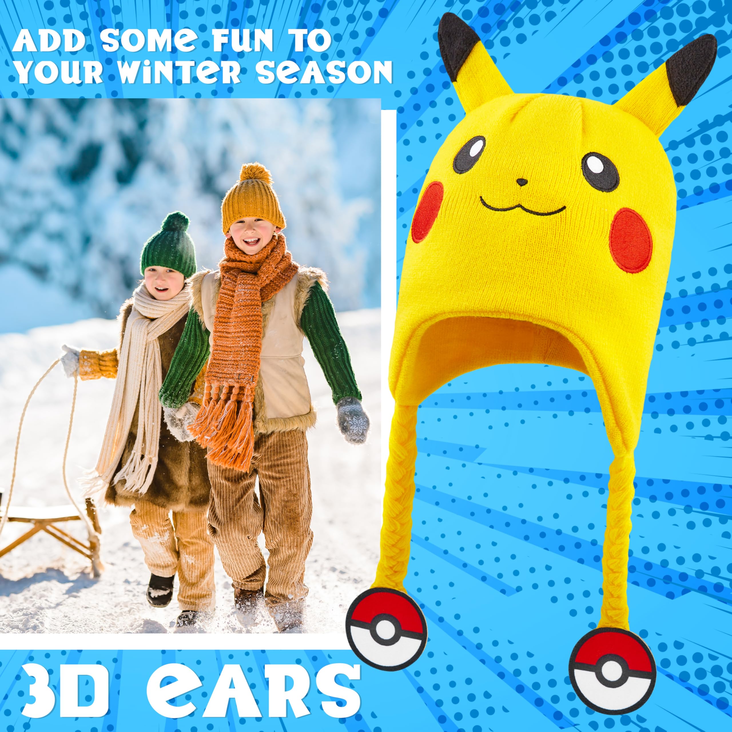 Foto 3 pulgar | Gorro Pokémon Kids, Acogedor, Tejido En Invierno, Amarillo, De Pikachu - Venta Internacional.