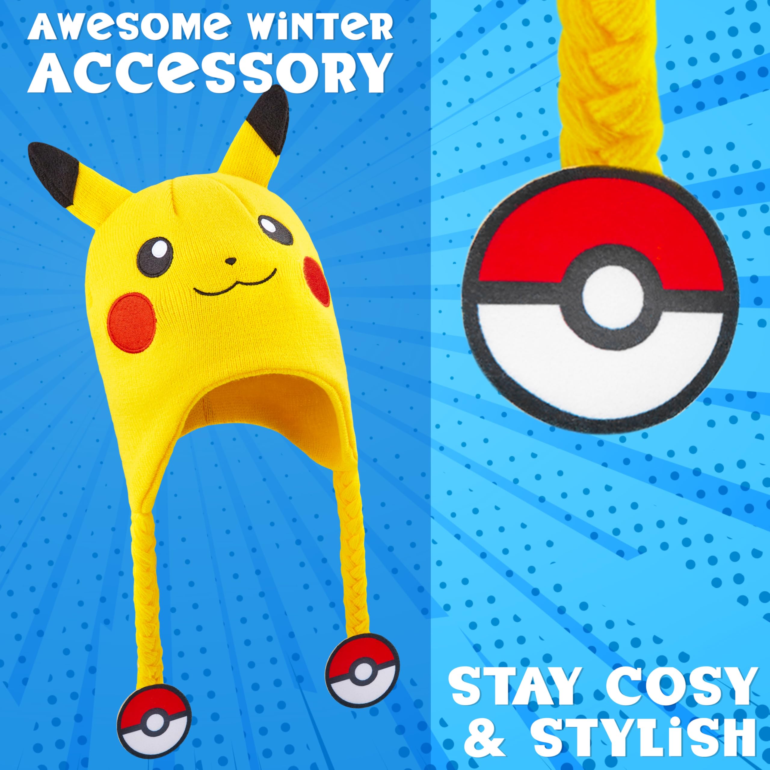 Foto 5 | Gorro Pokémon Kids, Acogedor, Tejido En Invierno, Amarillo, De Pikachu - Venta Internacional.
