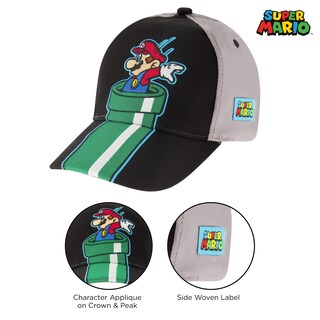 Foto 3 | Gorra De Béisbol Nintendo Super Mario Grey Para Niños De 4 A 7 Años - Venta Internacional.