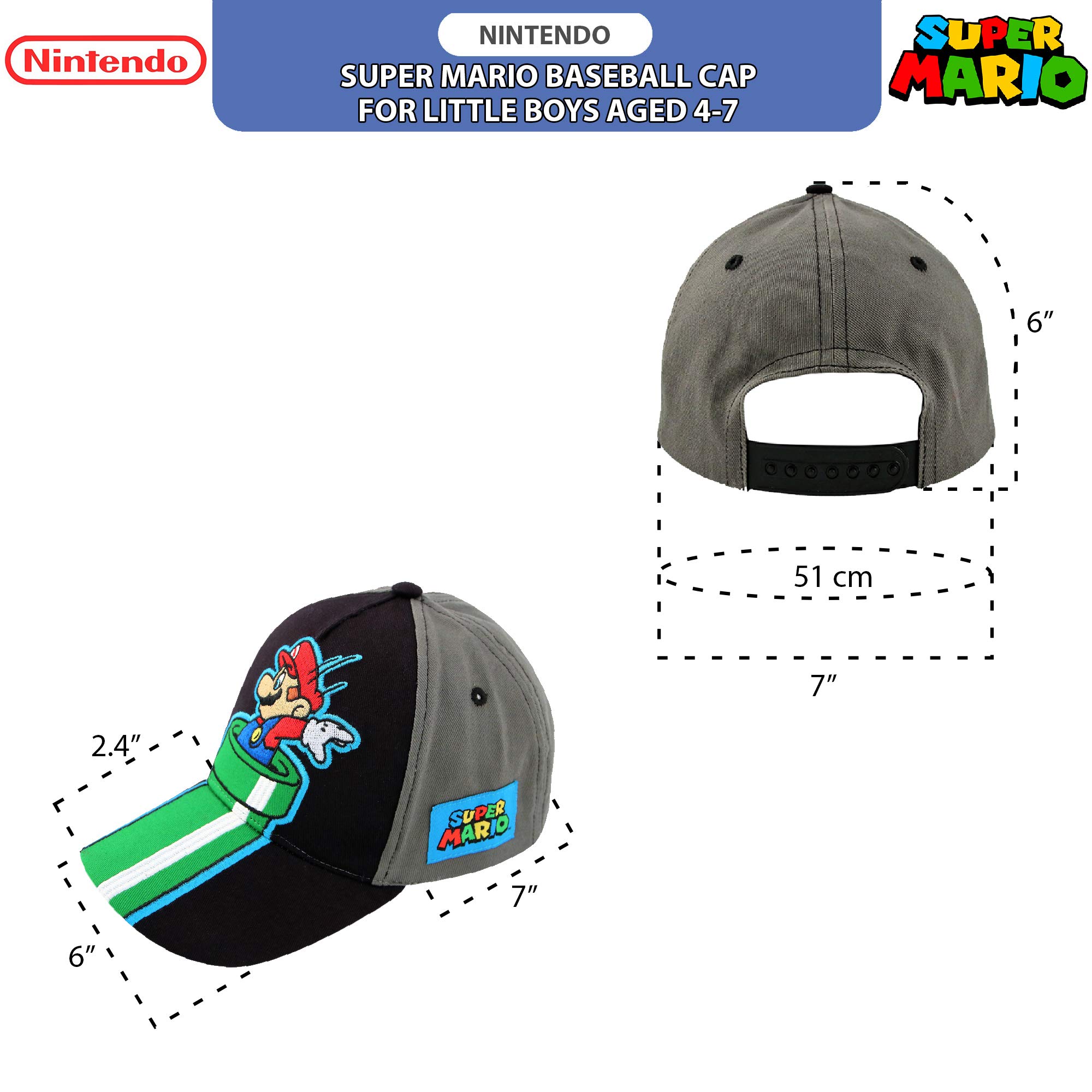 Foto 8 pulgar | Gorra De Béisbol Nintendo Super Mario Grey Para Niños De 4 A 7 Años - Venta Internacional.