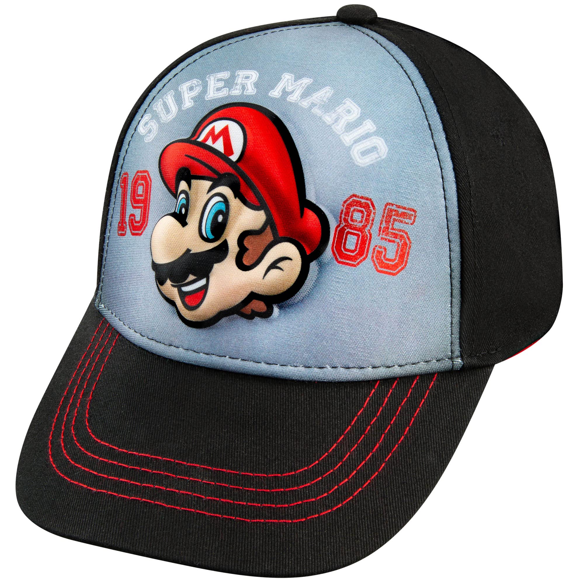 Gorra De Béisbol Nintendo Super Mario Negro/roja Para Niños De 4 A 12 Años - Venta Internacional.