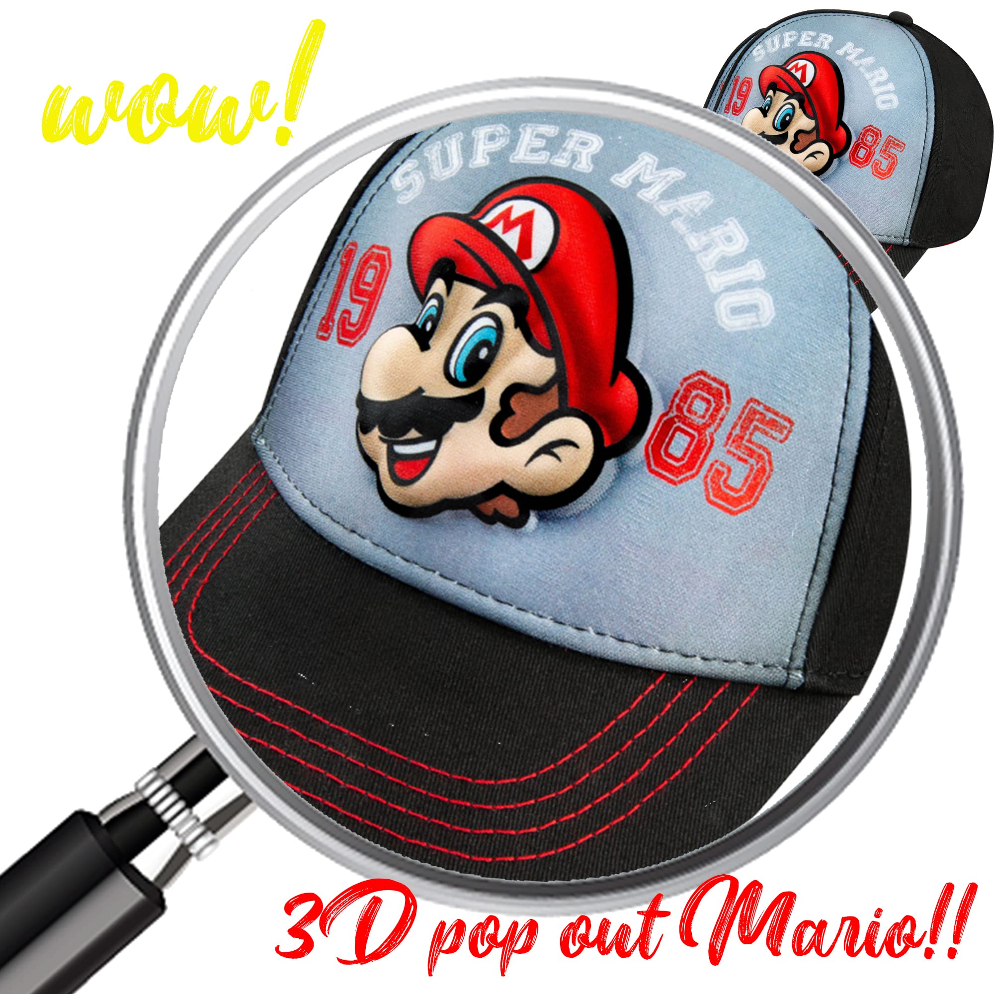 Foto 4 pulgar | Gorra De Béisbol Nintendo Super Mario Negro/roja Para Niños De 4 A 12 Años - Venta Internacional.