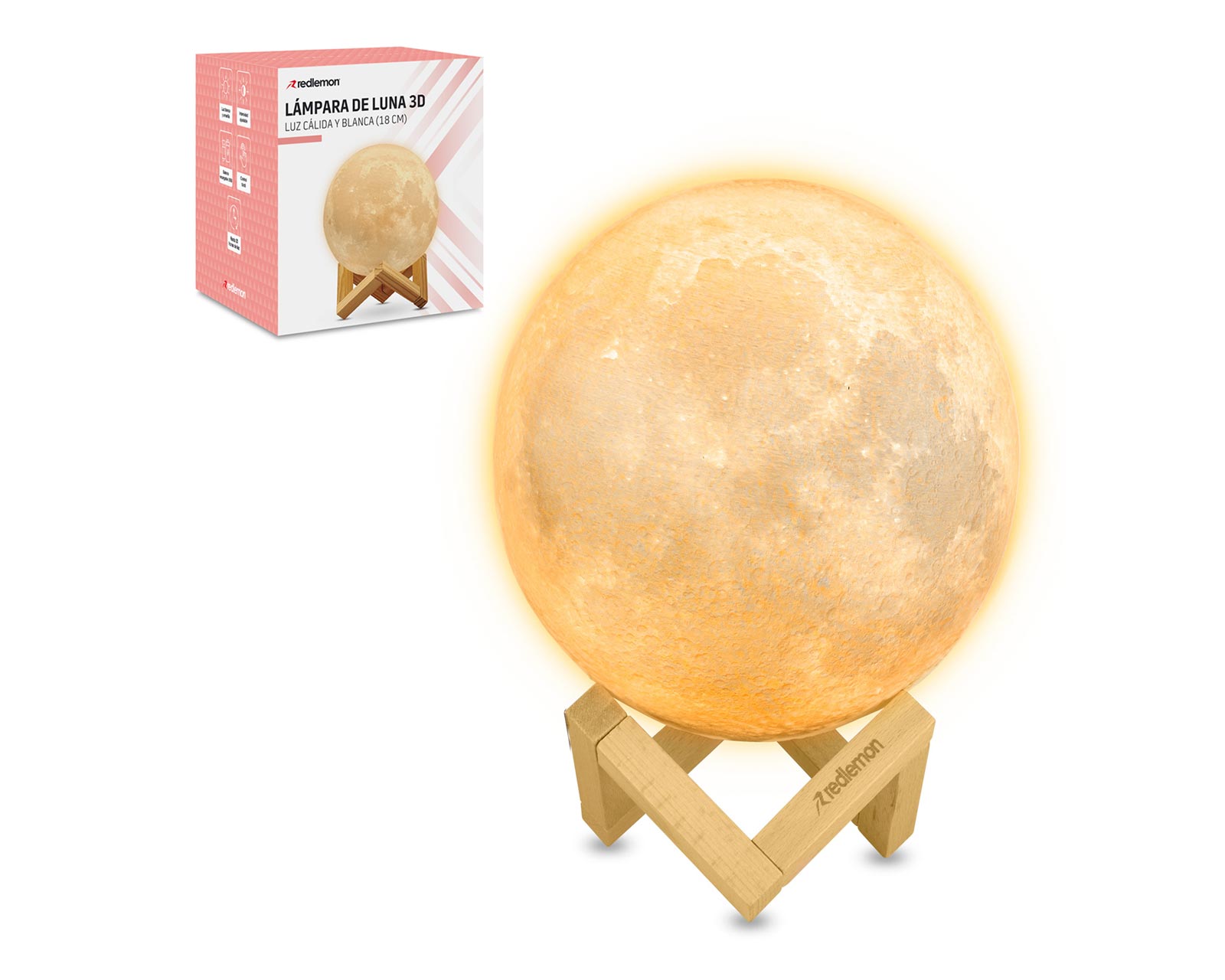 Lámpara de Luna en Impresión 3D Réplica Exacta de la Superficie Lunar Redlemon 79459 Multicolor