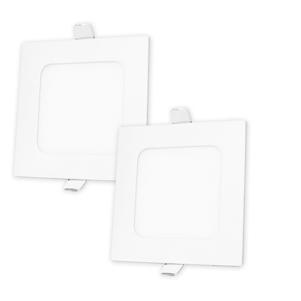 Paquete de 2 Plafones Led de 6 W Empotrables de Forma Cuadrada