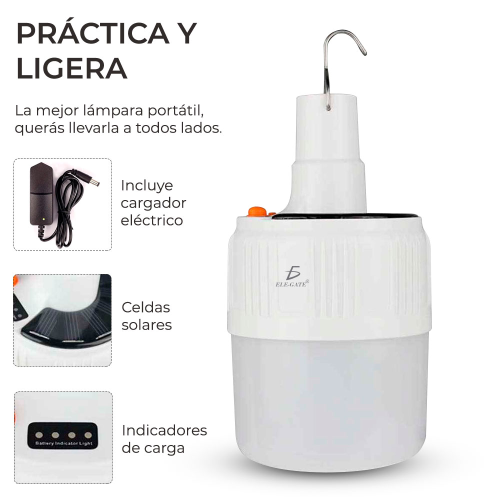 Foto 3 pulgar | Lámpara Emergencia Portátil Recargable Led y USB 75 W