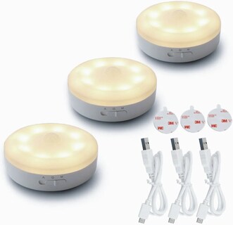 Foto 2 | Luces Nocturnas con Sensor de Movimiento Malubero Malu477 color Blanco con Usb Recargables 3 Piezas