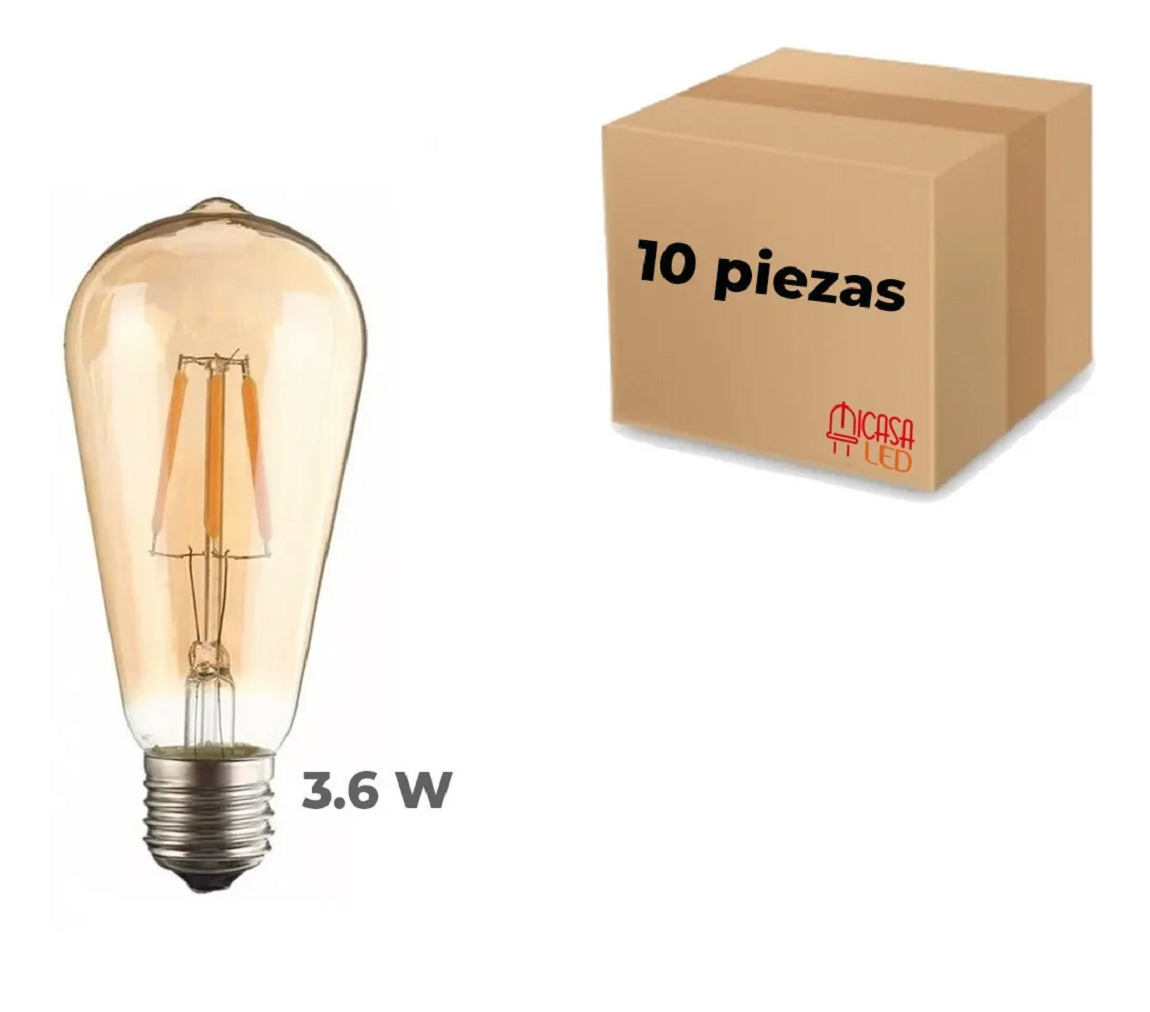 Set de Focos Edison Malubero Transparente Vintage Bulbo Led St64 3.6 W 10 Piezas