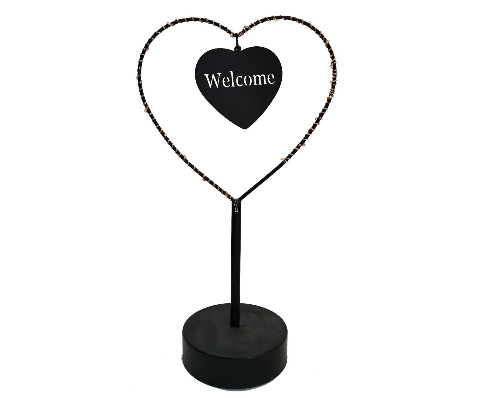 Foto 1 | Lámpara de Mesa Welcome or Love Vintage para Decoración de Acero color Negro de Pilas 3 AA (no Incluidas)
