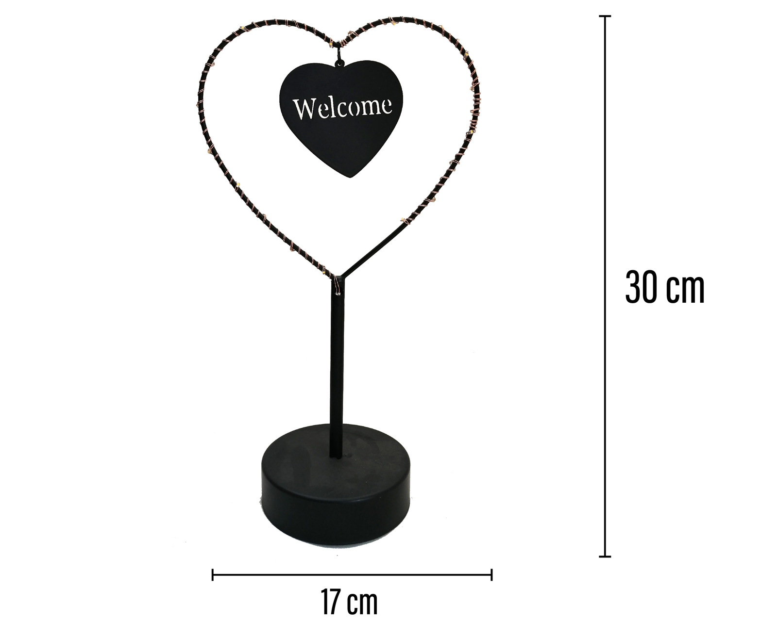 Foto 2 | Lámpara de Mesa Welcome or Love Vintage para Decoración de Acero color Negro de Pilas 3 AA (no Incluidas)