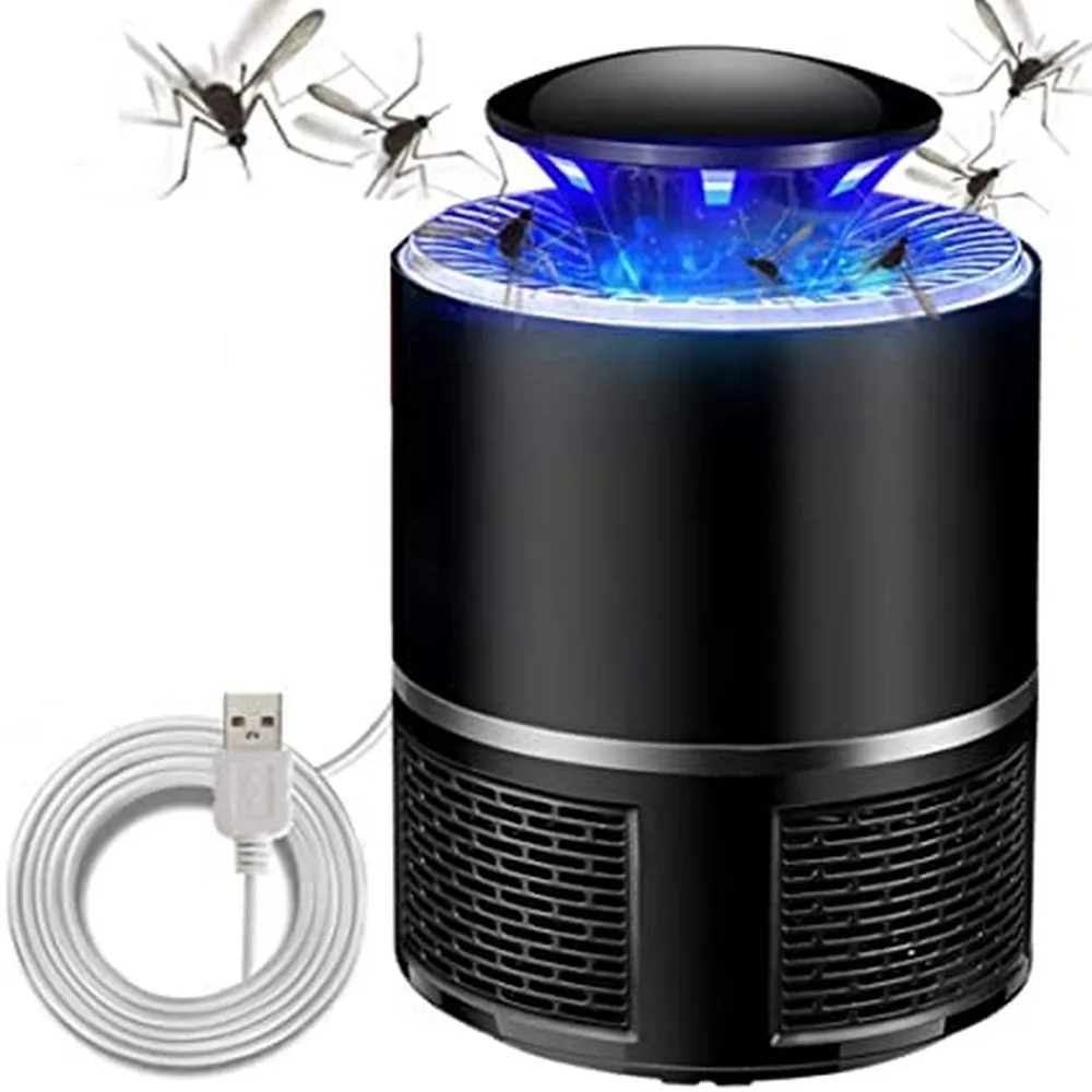 Lámpara Led Uv con Trampa Mata Mosquitos color Negro Portátil con USB