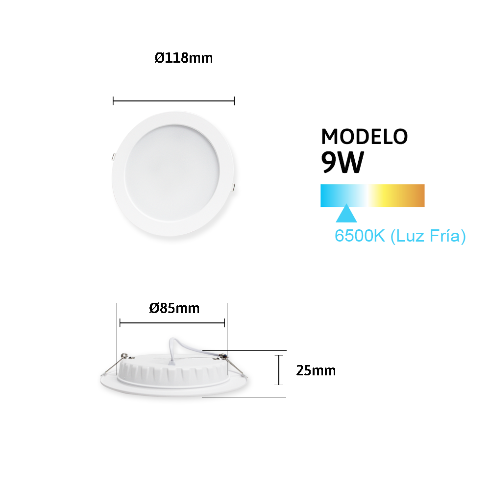 Foto 3 pulgar | Paquete de 5 Plafon para Empotrar Rodondo de 9w Jwj con Driver Integrado