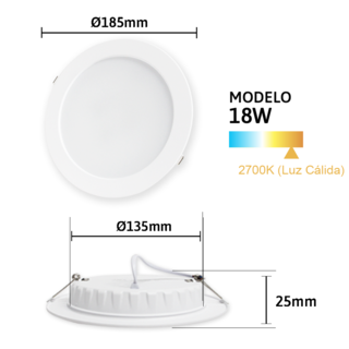 Foto 2 | Paquete de 2 Lamparas Led 18w Empotrables Redonda Luz Cálida