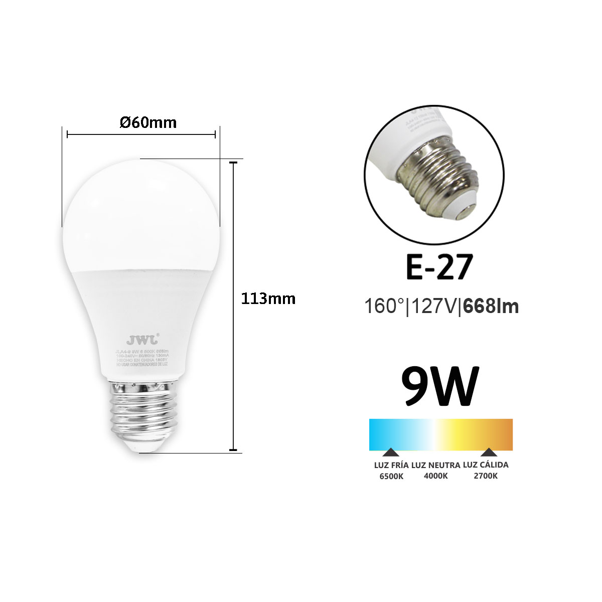 Foto 3 pulgar | Paquete de 4 Focos Led Jla4-9 tipo Bulbo Omnidireccional de 9 w Luz Cálida