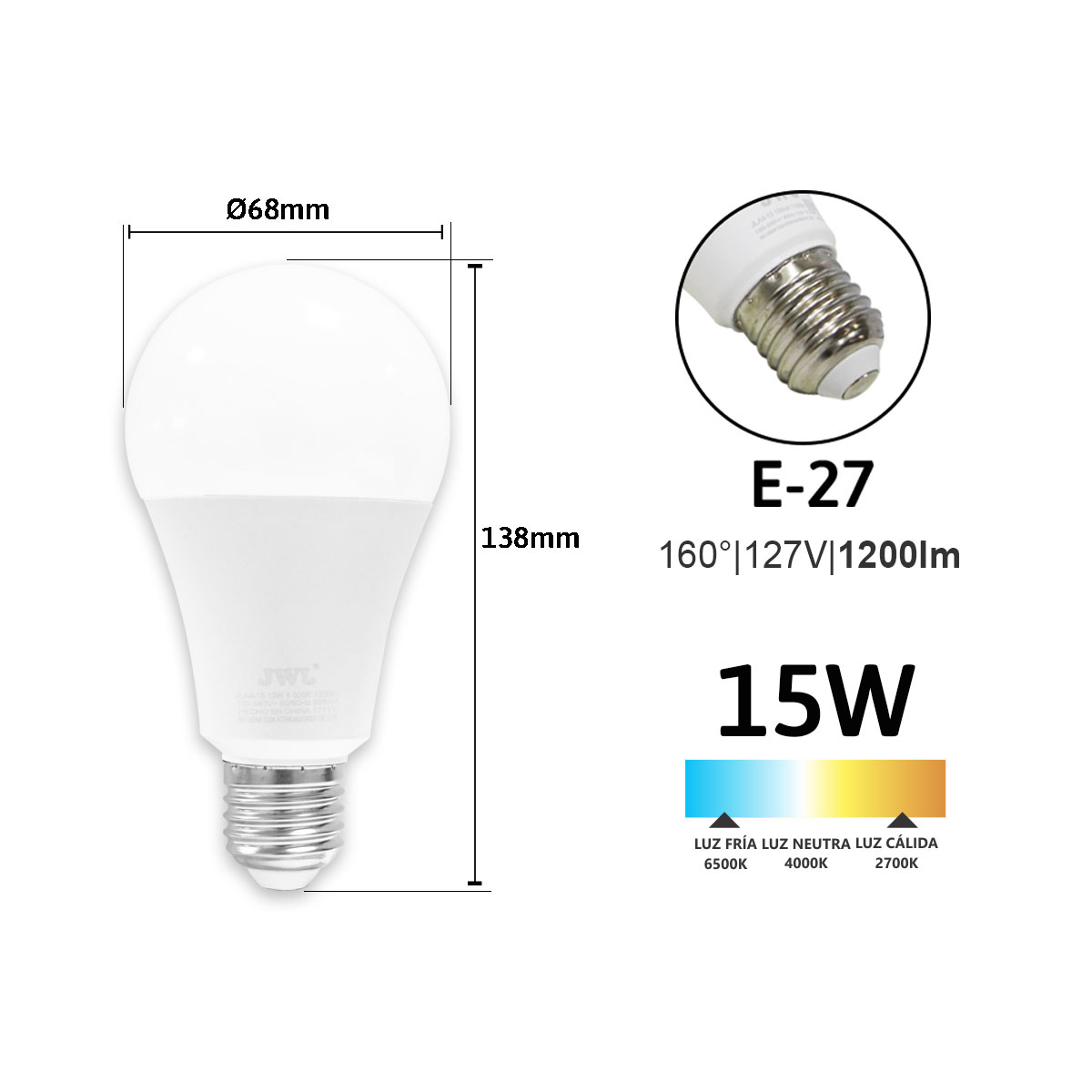 Foto 3 pulgar | Paquete de 2 Focos Led Jla4-15 tipo Bulbo Omnidireccional de 15 w Luz Cálida