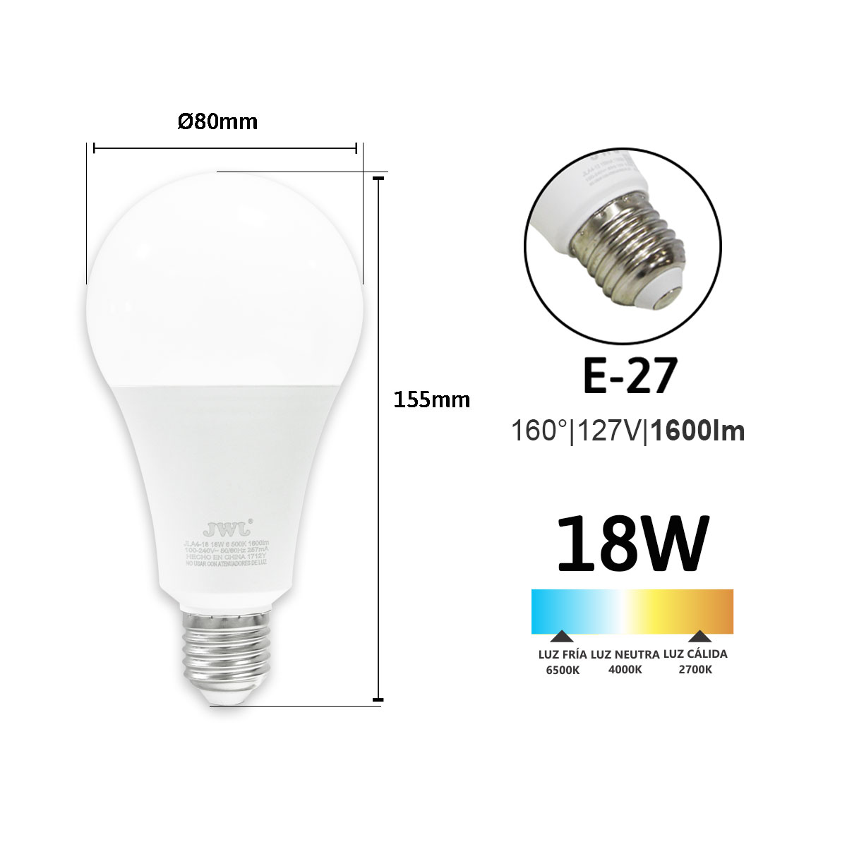 Foto 3 pulgar | Paquete de 2 Focos Led Jla4-18 tipo Bulbo Omnidireccional de 18 w Luz Cálida