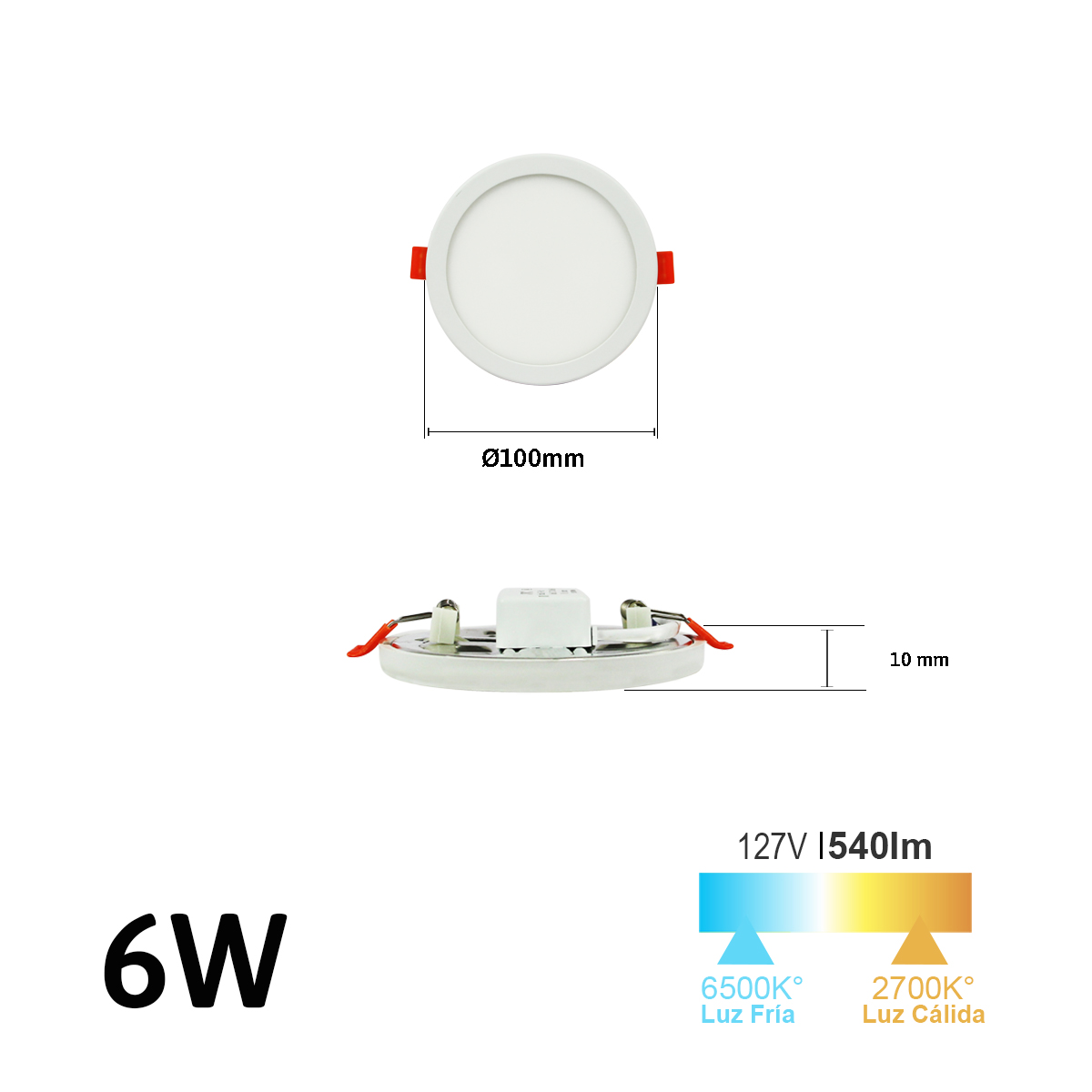 Foto 4 pulgar | Paquete de 2 Lámparas Led 6w Jwj Empotrable Ajustable Redonda Luz Cálida