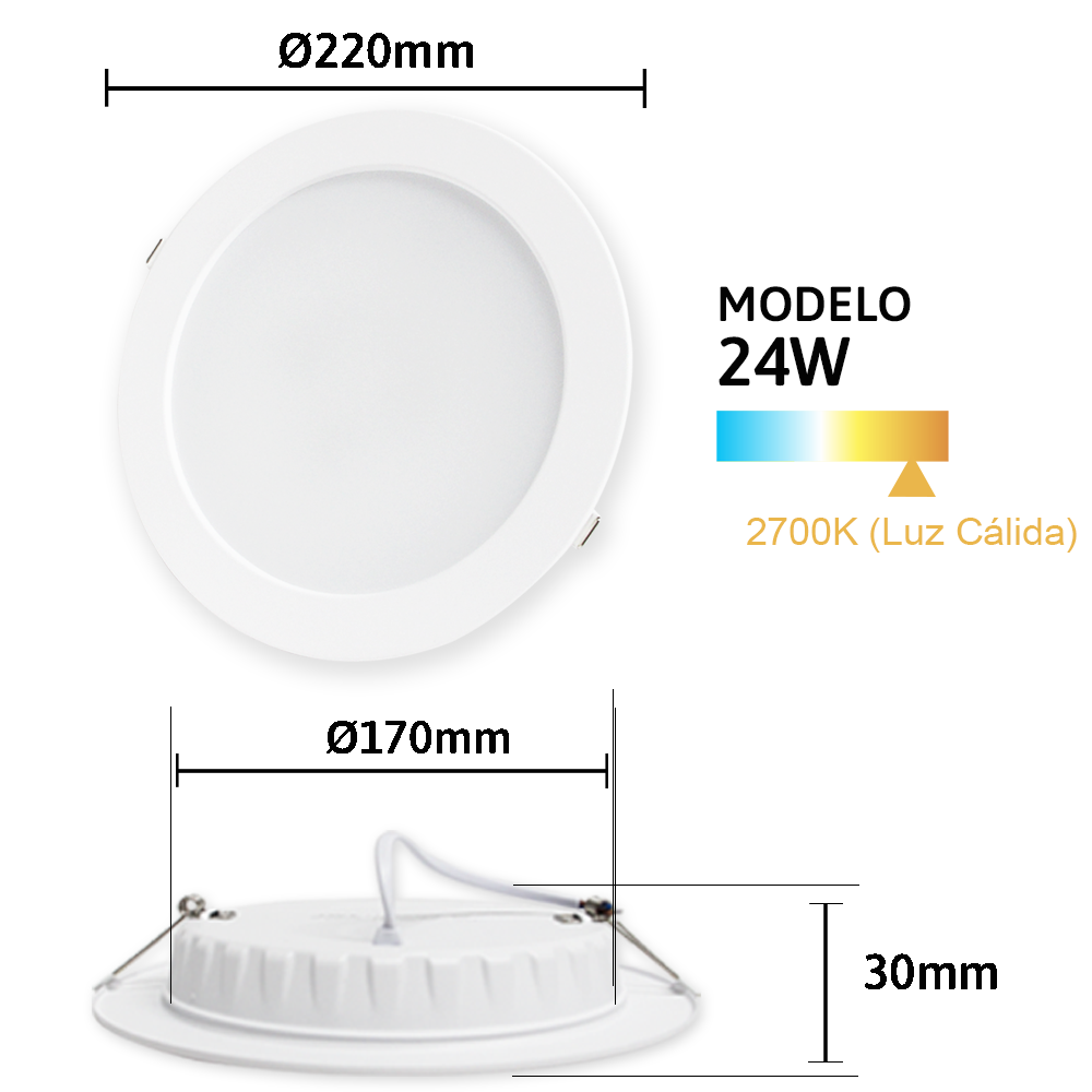 Foto 4 pulgar | Luminaria Led Empotrable Redonda 24w Jwj Jlpr-24dic Luz Cálida