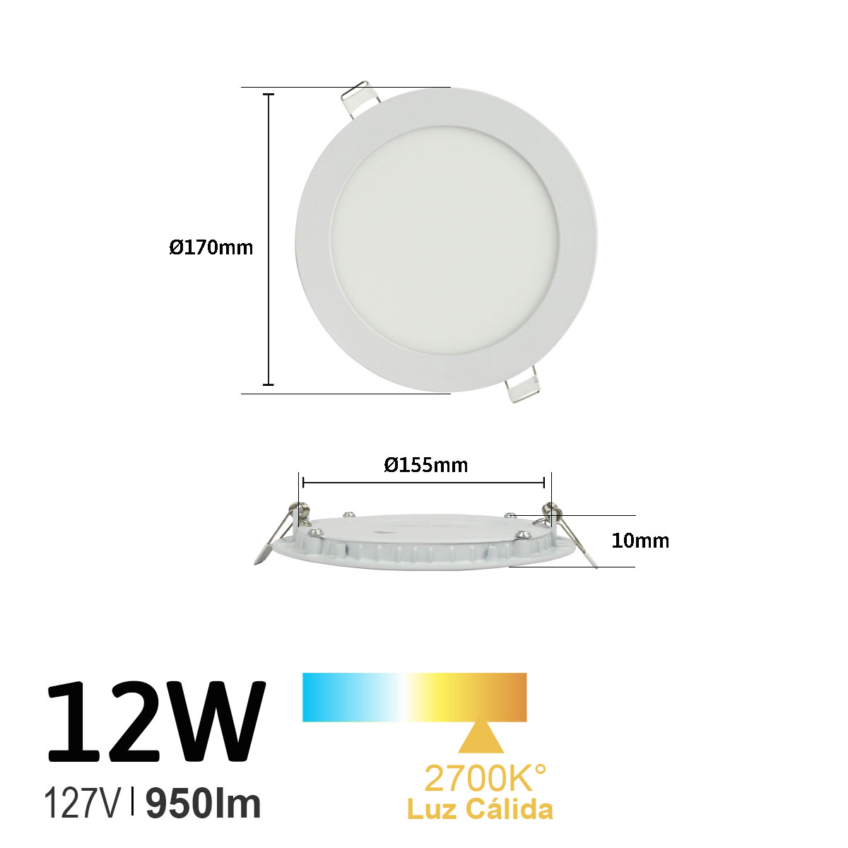 Foto 4 pulgar | Luminaria Led Empotrable 12w Jwj Jlpr-12c Luz Cálida