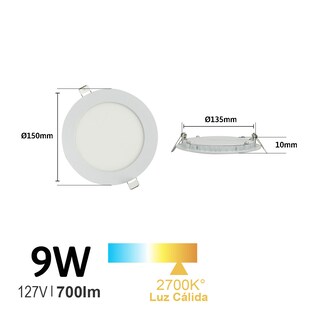 Foto 2 | Luminaria Led Empotrable Redonda 9w Jwj Jlpr-9c Luz Cálida