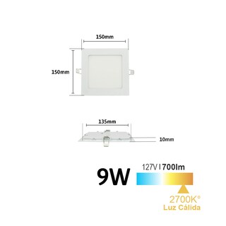 Foto 2 | Lámpara de Luz Led Tipo Empotrable Cuadrada JWJ Jlpc-9c de 9w Luz Cálida