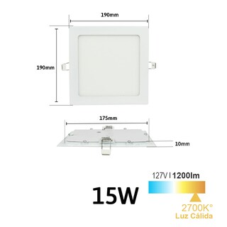 Foto 2 | Lámpara Led Tipo Empotrable Cuadrada JWJ Jlpc-15c de 15w Luz Cálida